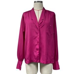 Vintage Liz Claiborne Womens Size 10 Hot Pink Button Front Blouse